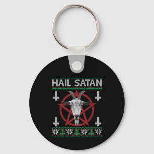 Porte-clés Hail Satan Goat Head Pentagram Funny Satanic Ugly