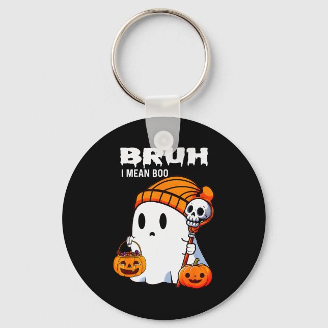 Porte-clés Halloween Bruh Ghost Boo Skull Pumpkin Boys Kids M (Recto)