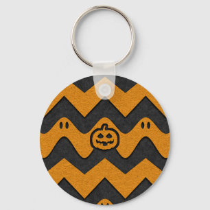 Porte-clés Halloween Chevron Motif avec Fantômes et Citrouill