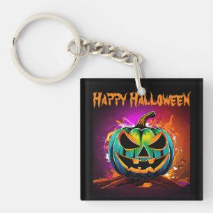 Porte-clés Halloween coloré Déplaisant Citrouille noir