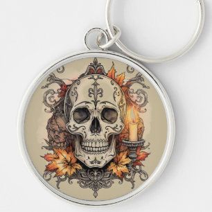 Porte-clés Halloween, Motif Crâne, Calavera à la Lumière des