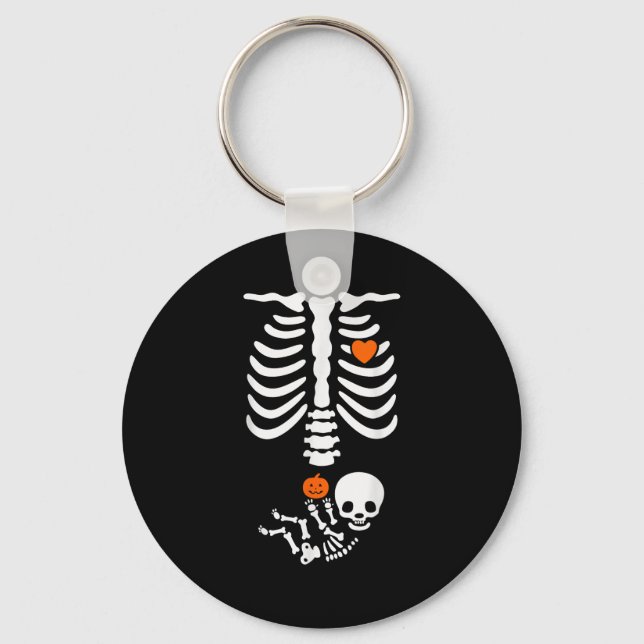 Porte-clés Halloween Skeleton Baby Rib Cage Pregnant Pumpkin  (Recto)