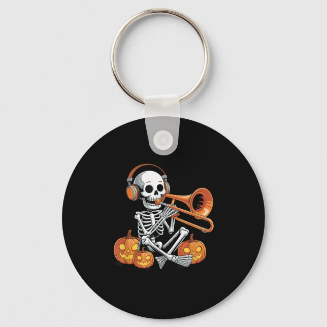 Porte-clés Halloween Skeleton Trombone Trombonist  (Recto)