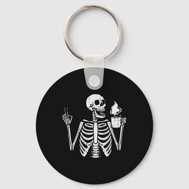 Porte-clés Halloween Squelette Café Paix Costume amusant Homm (Recto)