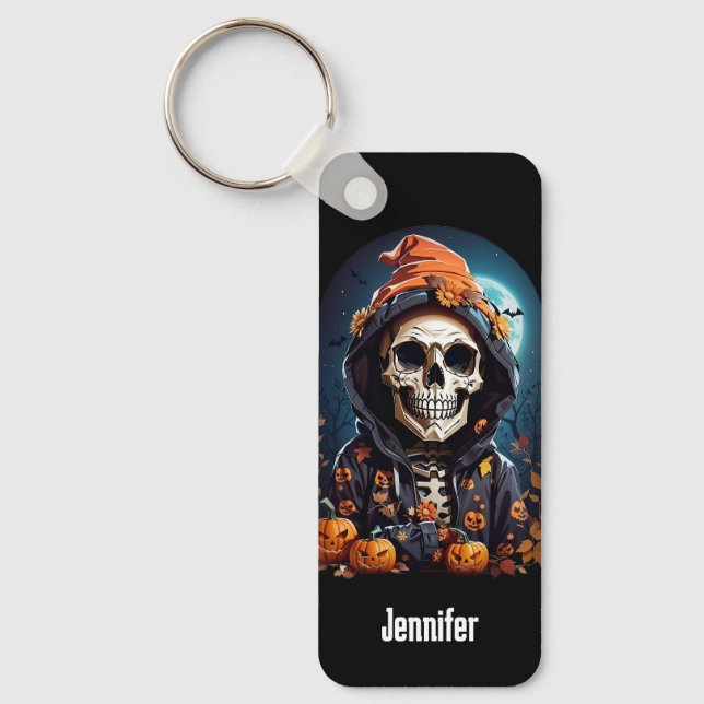 Porte-clés Halloween squelette déplaisant (Recto)