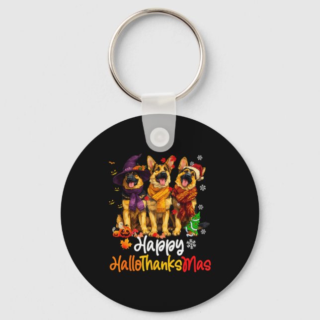 Porte-clés Halloween Thanksgiving Christmas German Shepherd D (Recto)