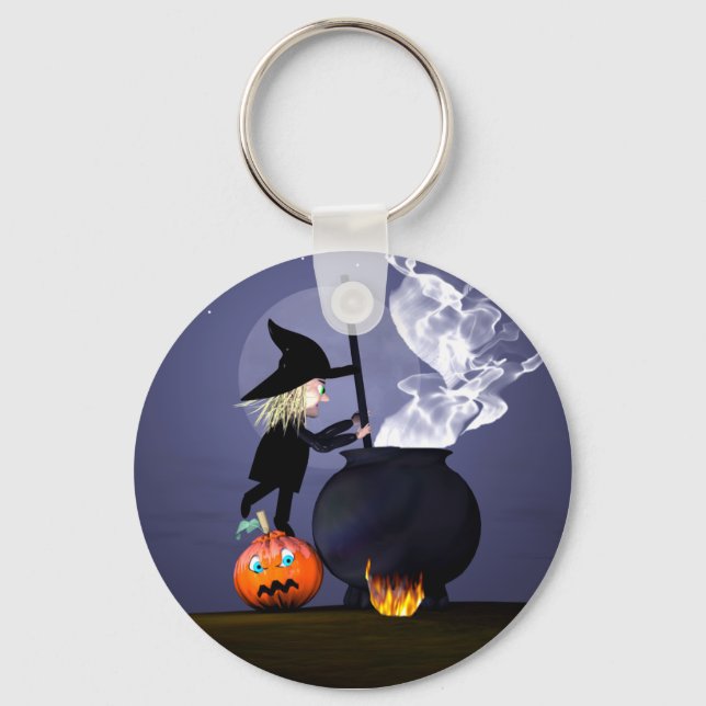 Porte-clés Halloween Witch et Cauldron (Recto)