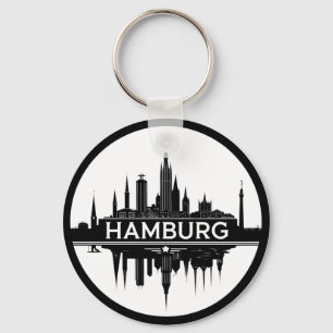 Porte-clés Hambourg Allemagne Skyline - Circle Vintage Citysc