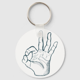 Porte-clés Hand draw sketch vintage okay hand sign