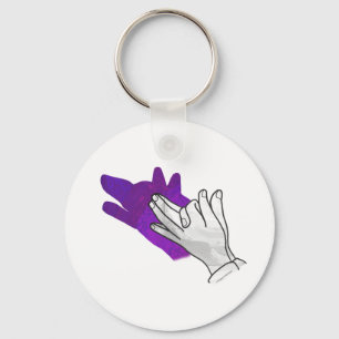 Porte-clés Hand Silhouette Wolf Purple