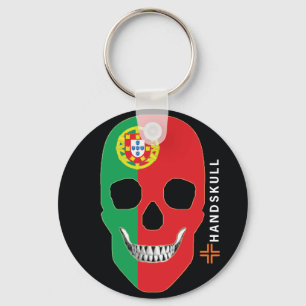 Porte-clés HANDSKULL Portugal, crâne heureux, drapeau du
