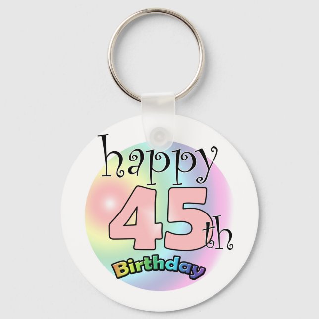 Porte-clés Happy 45th Birthday (rose) (Recto)