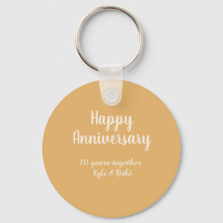 Porte-clés Happy anniversary golden white 10 years name date