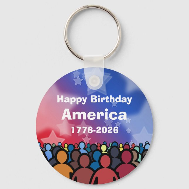 Porte-clés Happy Birthday America 1776 to 2026 (Recto)