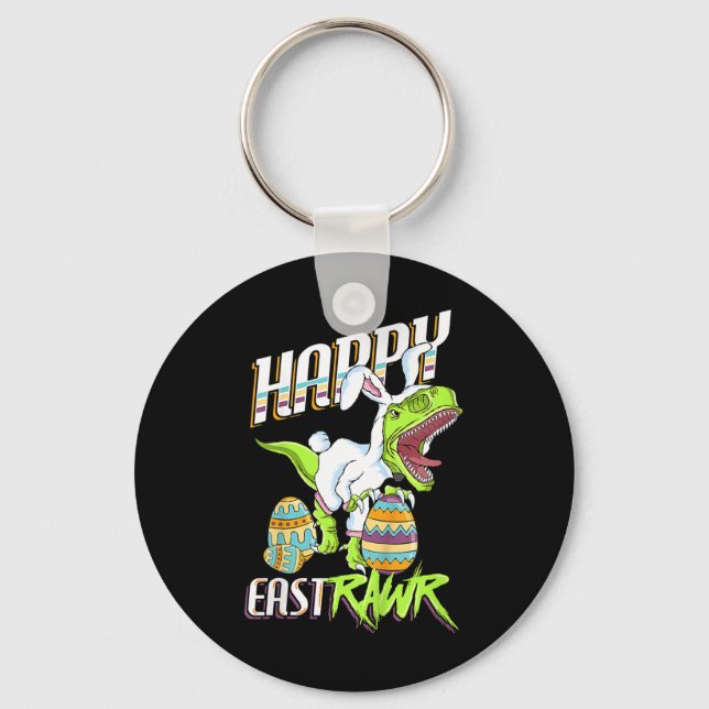 Porte-clés Happy Eastrawr Cute Trex Dinosaur Easter Bunny Egg (Recto)