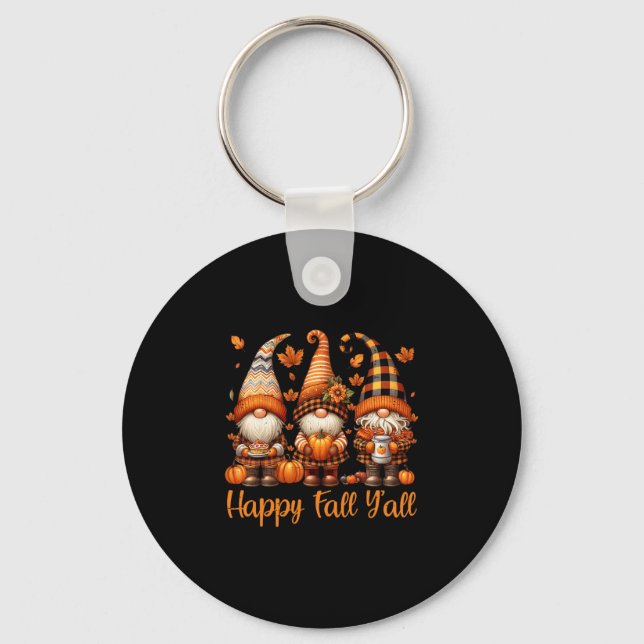 Porte-clés Happy Fall Y'all Gnome Pumpkin Autumn Thanksgiving (Recto)