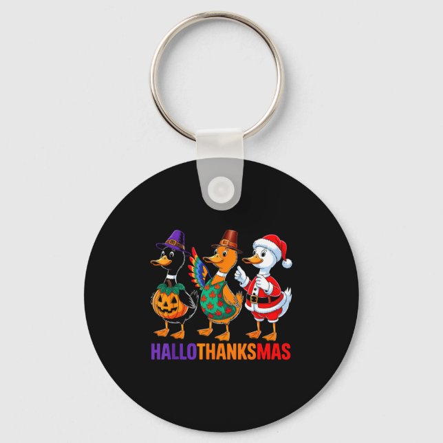 Porte-clés Happy Hallothanksmas Duck Lover Halloween Merry Ch (Recto)
