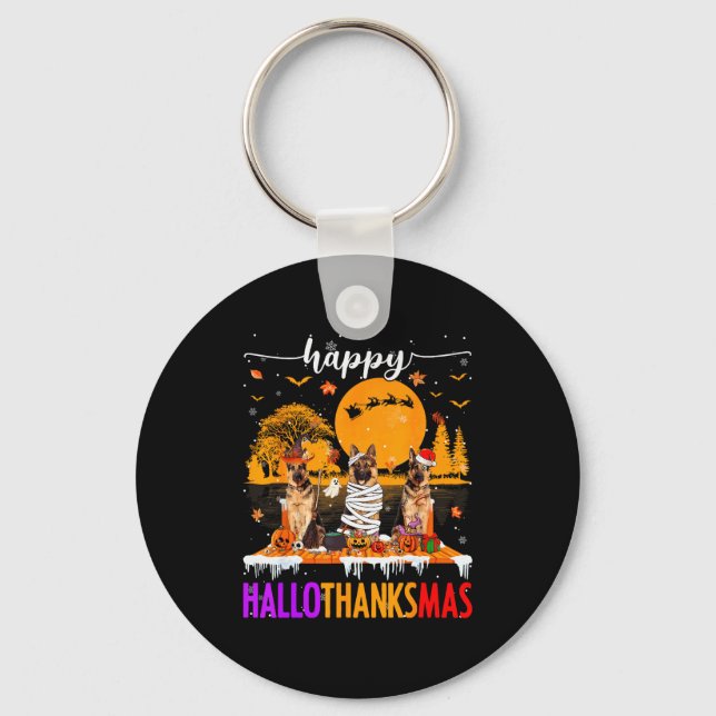 Porte-clés Happy Hallothanksmas Halloween Xmas German Shepher (Recto)