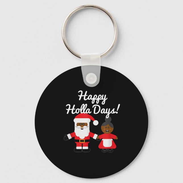 Porte-clés Happy Holla Days Santa And Mrs Claus Black Christm (Recto)