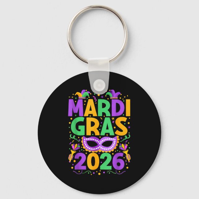 Porte-clés Happy Mardi Gras 2026 Costume New Orleans Matching (Recto)