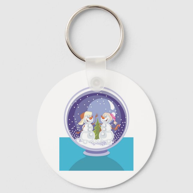 Porte-clés Happy Snowman Snow Globe (Recto)