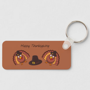 Porte-clés Happy Thanksgiving turkey on brown