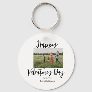 Porte-clés Happy Valentine's day add family name photo simple