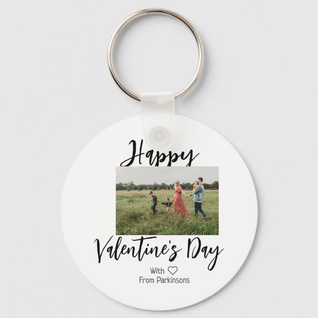 Porte-clés Happy Valentine's day add family name photo simple (Recto)