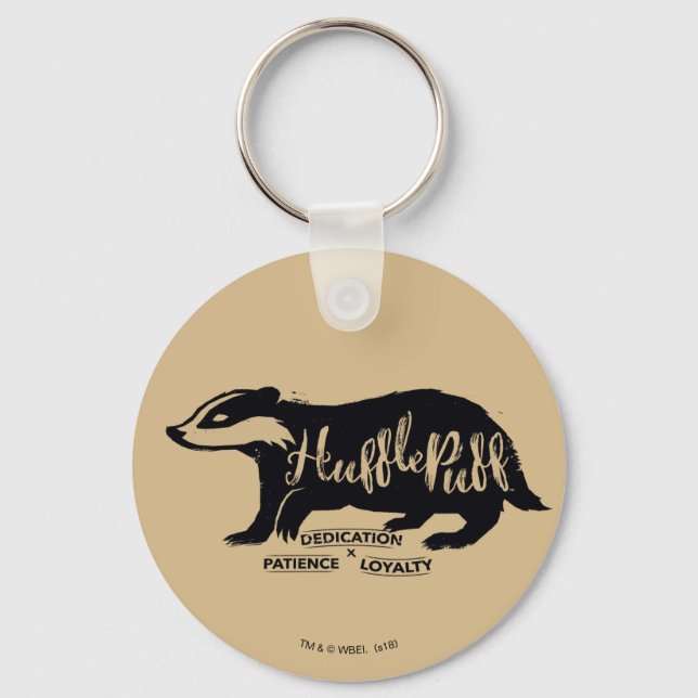 Porte-clés Harry Potter | Typographie de silhouette HUFLEPUFF (Recto)