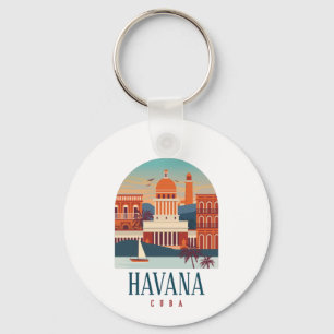 Porte-clés Havana Cuba Île Vintage Minimal Retro City
