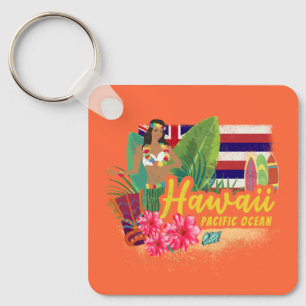 Porte-clés Hawaii Hula Dancer Retro Pacific Souvenir Vintage