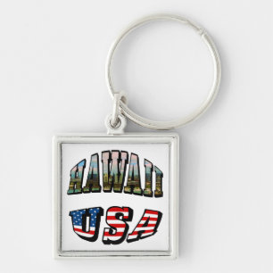 Porte-clés Hawaii Picture et USA Flag Text