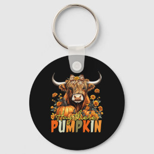 Porte-clés Hay There Citrouille Highland Cow Automne Thanksg