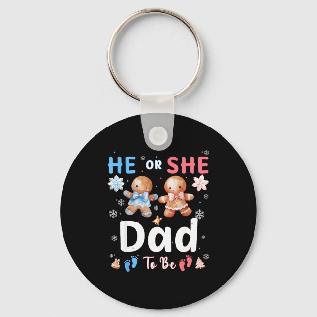 Porte-clés He Or She Dad To Be Christmas Gingerbread Gender R (Recto)