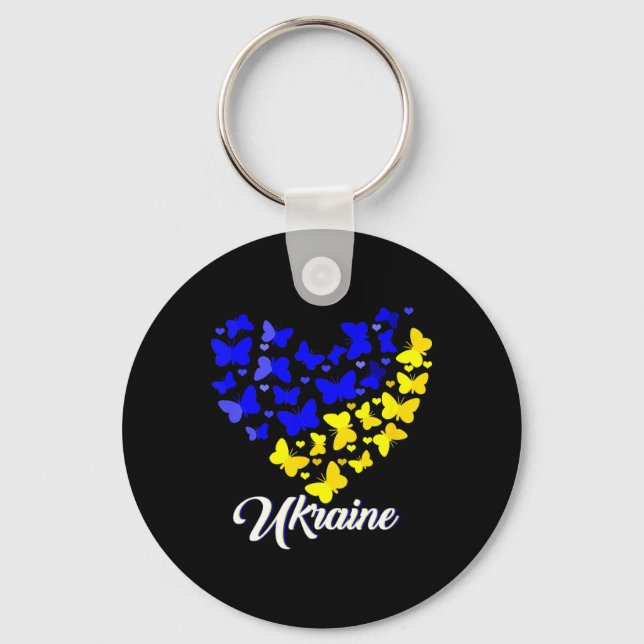 Porte-clés Heart Heart Ukraine Shirt Butterfly I Stand With U (Recto)