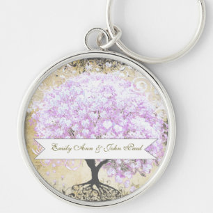 Porte-clés Heart Leaf Lavender Tree Vintage Bird Wedding