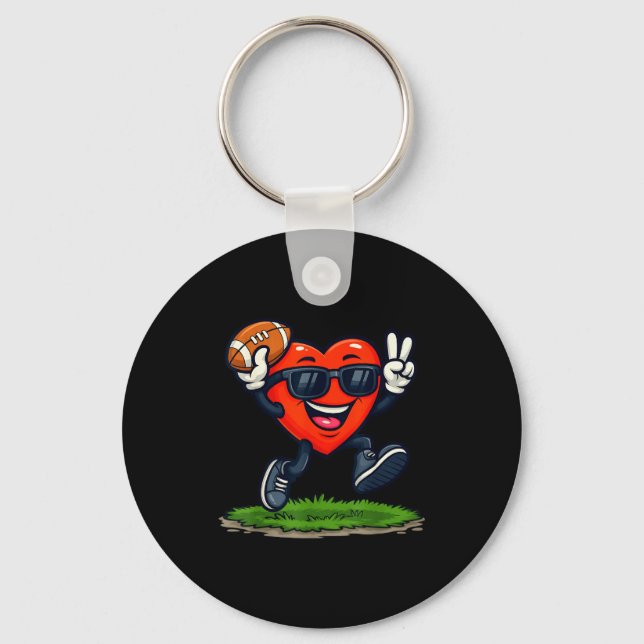 Porte-clés Heart Playing American Football Rugby Valentine Me (Recto)