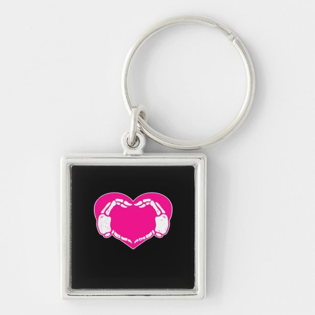 Porte-clés Heart Skeleton mains gothique Valentine classique (Devant)