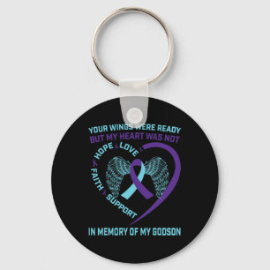 Porte-clés Heart Wings Ribbon Hope Suicide Sensibilisation Pr