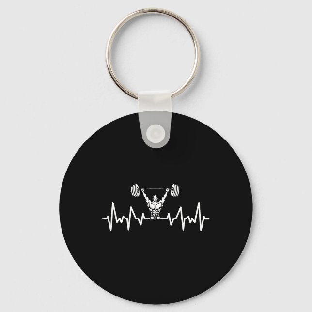 Porte-clés Heartbeat Barbell Bodybuilding Gym (Recto)
