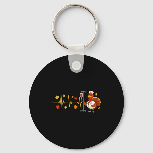 Porte-clés Heartbeat Turkey Funny Nurse Thanksgiving Fall Des (Recto)