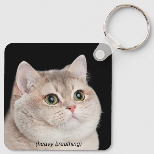 Porte-clés Heavy Breathing Cat Meme Double Sided Keychain (Dos)