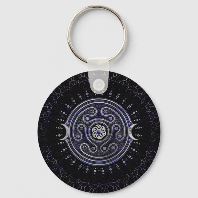 Porte-clés Hecate Wheel Orament avec Amethyst et Argent (Recto)
