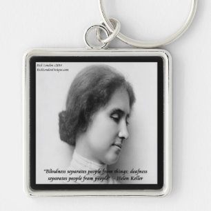 Porte-clés Helen Keller & Célèbre Citation Sourds/Aveugles