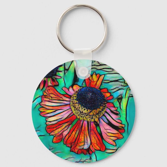 Porte-clés Helenium fringy avec look en verre tendu (Recto)