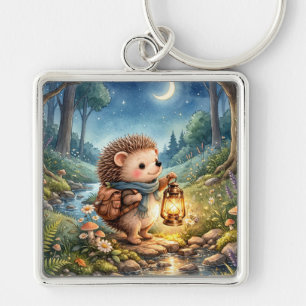 Porte-clés Hérisson mignon de la forêt avec lanterne 