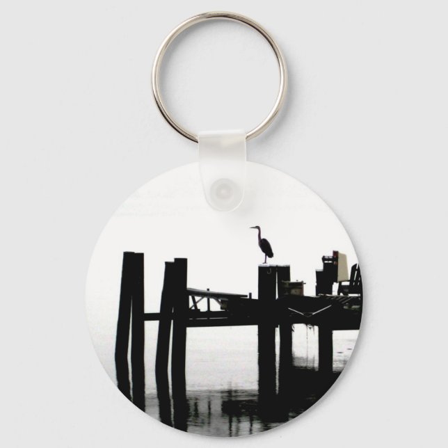Porte-clés Héron bleu sur la Journée Grey (Recto)