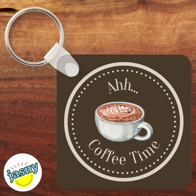 Porte-clés HEURE DU CAFÉ carré (Créateur téléchargé)