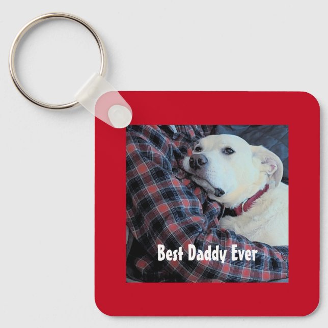 Porte-clés Heureuse Sainte-Valentin Best Daddy Cute Dog Photo (Recto)