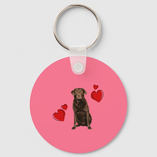Porte-clés Heureuse Sainte-Valentin du chocolat du Labrador (Recto)